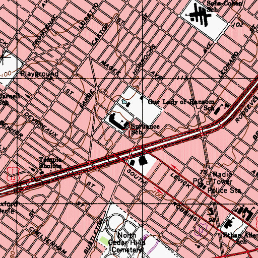 Topographic Map of Spruance School, PA
