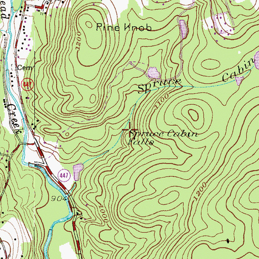 Topographic Map of Spruce Cabin Falls, PA