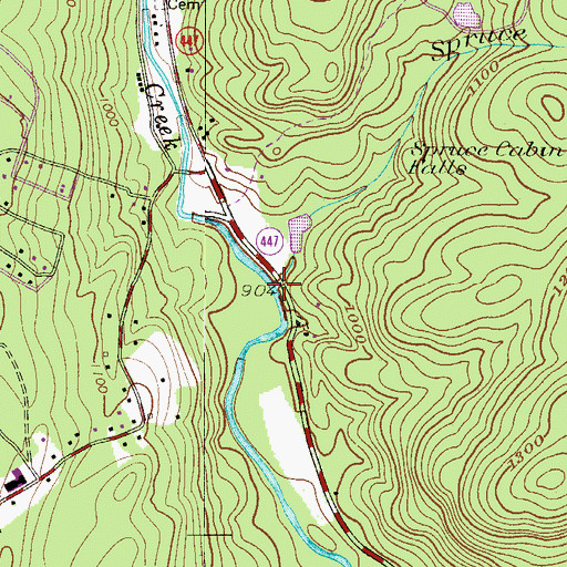 Topographic Map of Spruce Cabin Run, PA