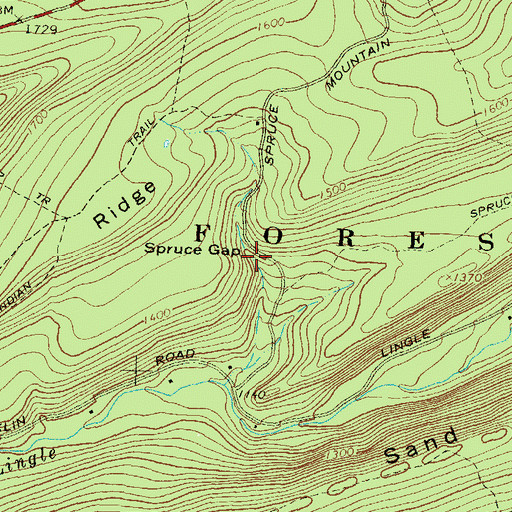 Topographic Map of Spruce Gap, PA