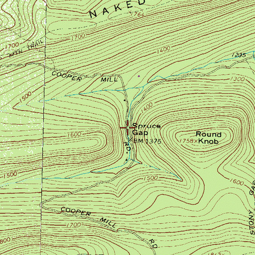 Topographic Map of Spruce Gap, PA