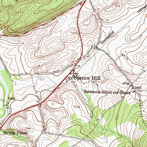 Topographic Map of Spruce Hill, PA