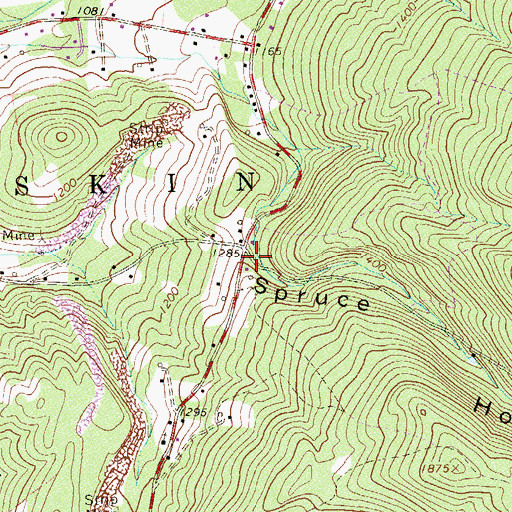 Topographic Map of Spruce Hollow, PA