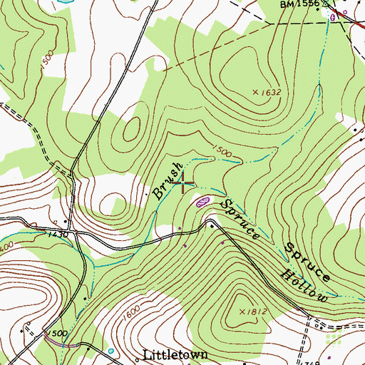 Topographic Map of Spruce Hollow Run, PA