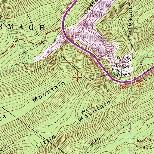 Topographic Map of Spruce Mountain, PA