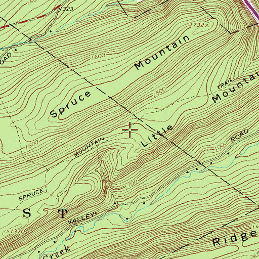 Topographic Map of Spruce Mountain Trail, PA