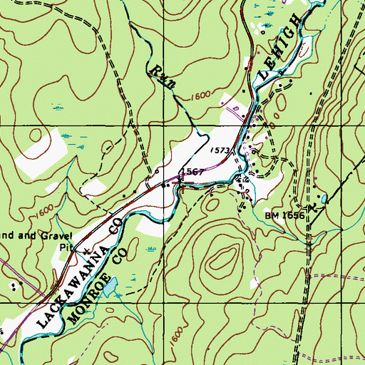 Topographic Map of Spruce Run, PA