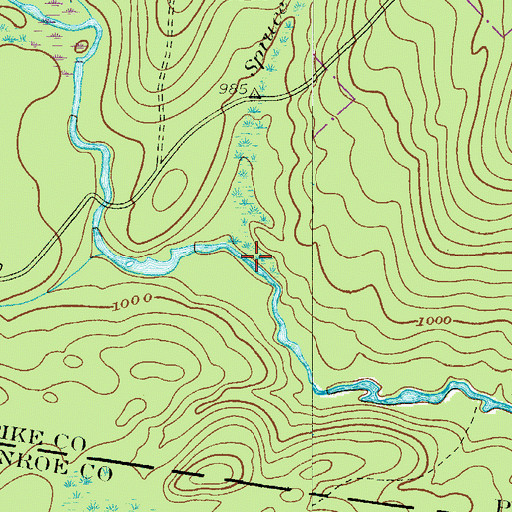 Topographic Map of Spruce Run, PA