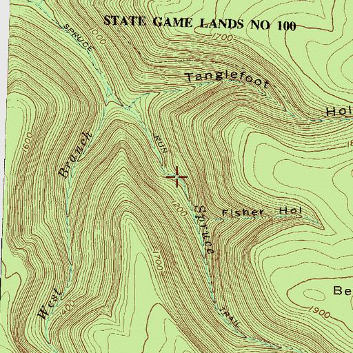 Topographic Map of Spruce Run Trail, PA