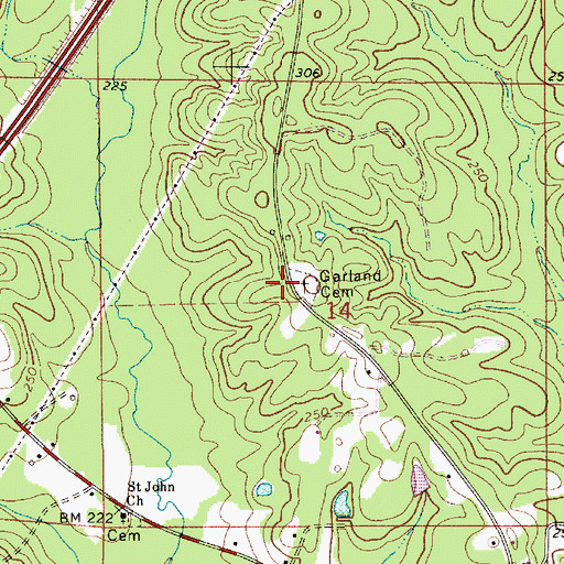 Topographic Map of Garland Cemetery, AL