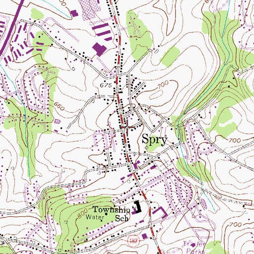 Topographic Map of Spry, PA