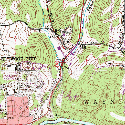 Topographic Map of Squaw Run, PA