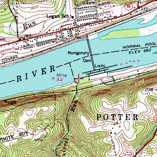 Topographic Map of Squirrel Run, PA