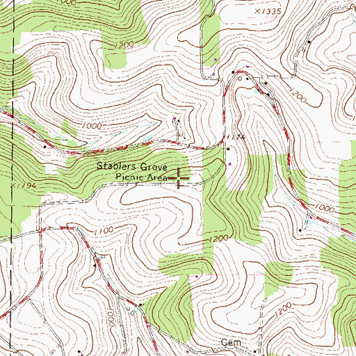 Topographic Map of Stablers Grove Picnic Area, PA