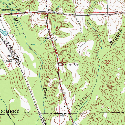 Topographic Map of Garner Cemetery, AL