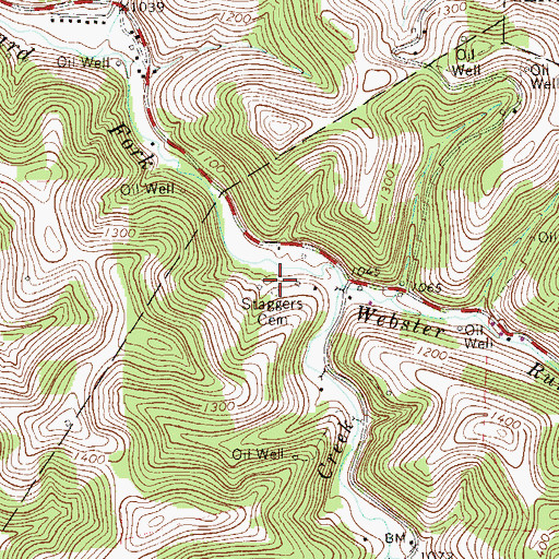 Topographic Map of Staggers Cemetery, PA