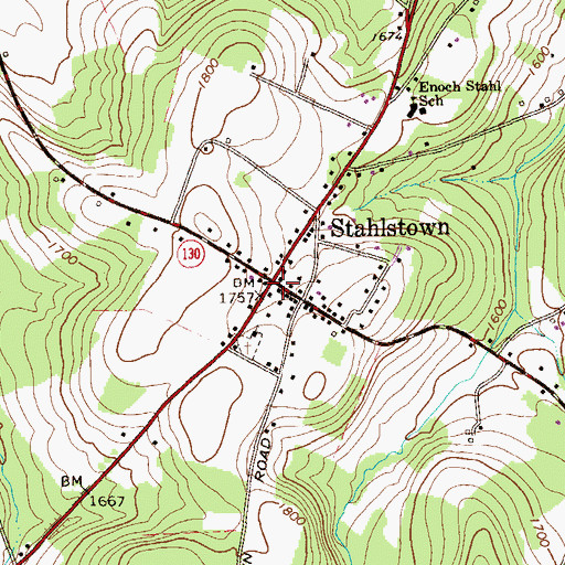 Topographic Map of Stahlstown, PA