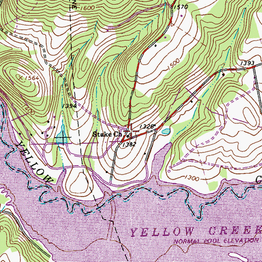 Topographic Map of Stake Church, PA