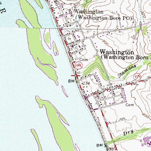 Topographic Map of Stamans Run, PA