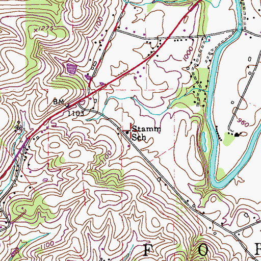 Topographic Map of Stamm School, PA