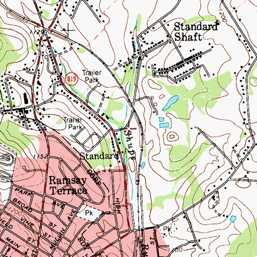 Topographic Map of Standard, PA