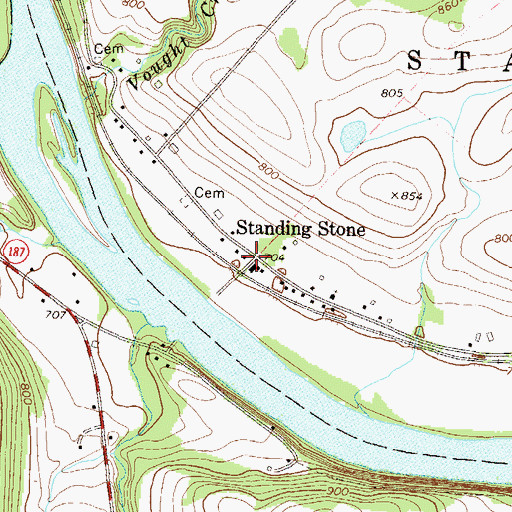 Topographic Map of Standing Stone, PA
