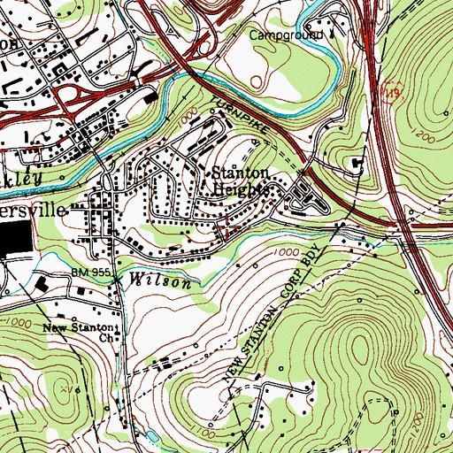 Topographic Map of Stanton Heights, PA