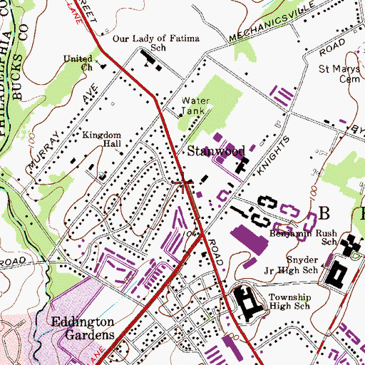 Topographic Map of Stanwood, PA