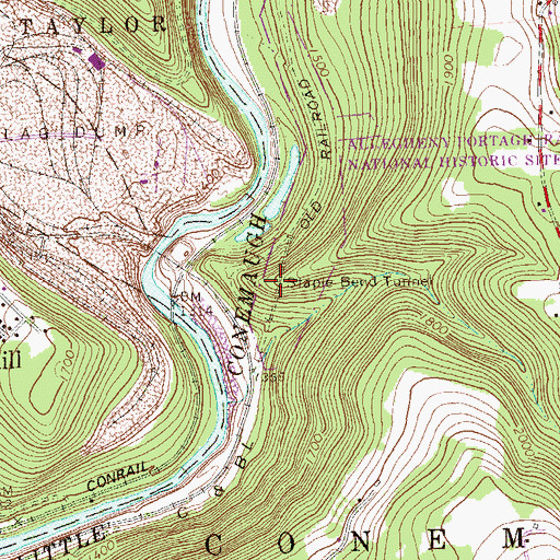 Topographic Map of Staple Bend Tunnel, PA
