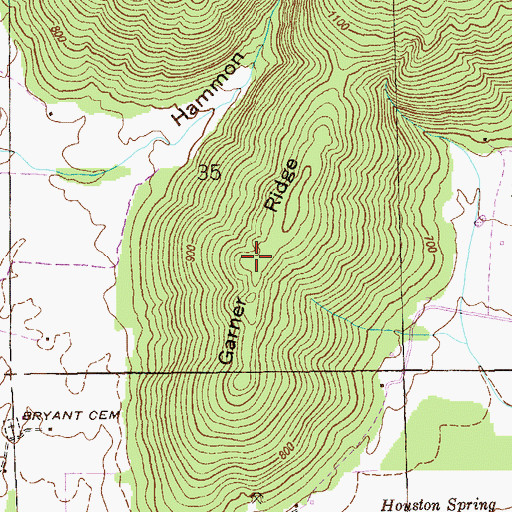 Topographic Map of Garner Ridge, AL