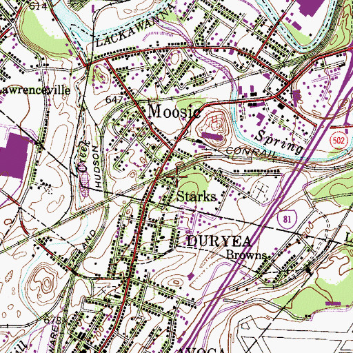Topographic Map of Starks, PA
