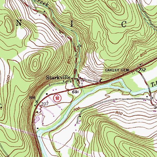 Topographic Map of Starkville, PA