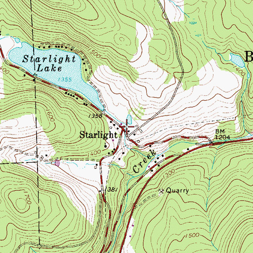 Topographic Map of Starlight, PA