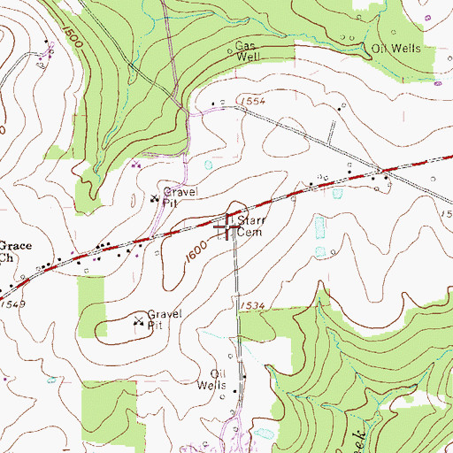 Topographic Map of Starr Cemetery, PA