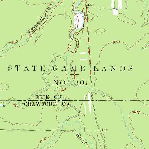 Topographic Map of State Game Lands Number 101, PA