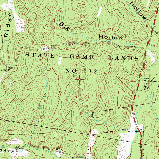 Topographic Map of State Game Lands Number 112, PA