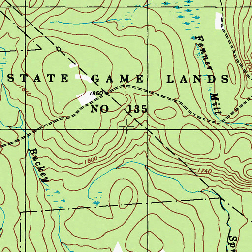 Topographic Map of State Game Lands Number 135, PA
