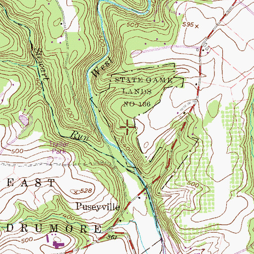 Topographic Map of State Game Lands Number 136, PA