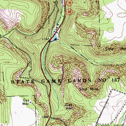Topographic Map of State Game Lands Number 137, PA