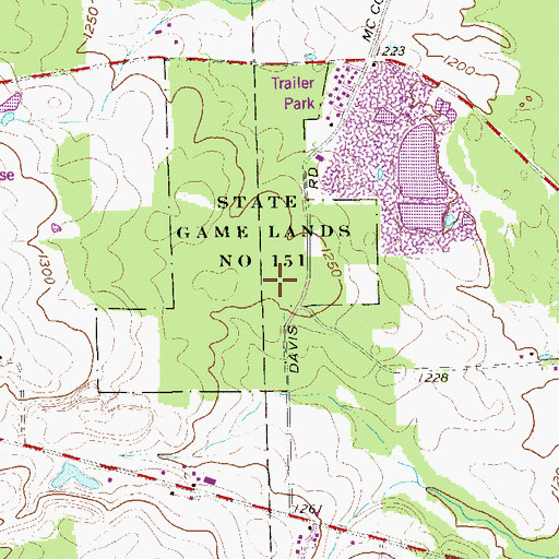 Topographic Map of State Game Lands Number 151, PA