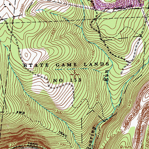 Topographic Map of State Game Lands Number 153, PA