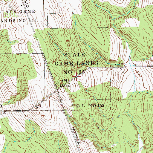 Topographic Map of State Game Lands Number 155, PA