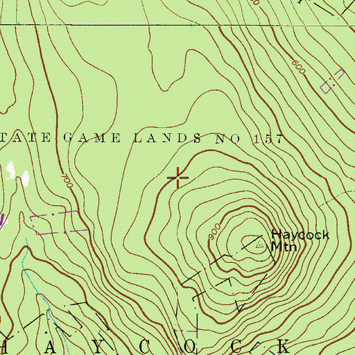 Topographic Map of State Game Lands Number 157, PA