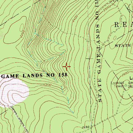Topographic Map of State Game Lands Number 158, PA