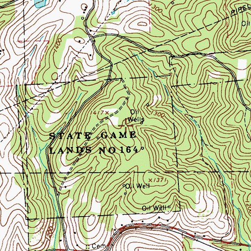 Topographic Map of State Game Lands Number 164, PA