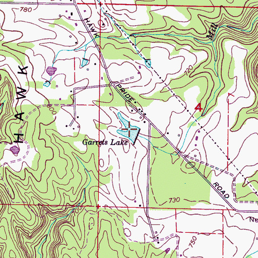 Topographic Map of Garrets Lake, AL