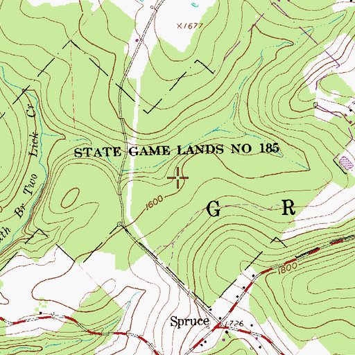 Topographic Map of State Game Lands Number 185, PA