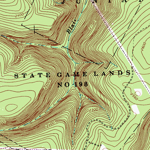 Topographic Map of State Game Lands Number 198, PA