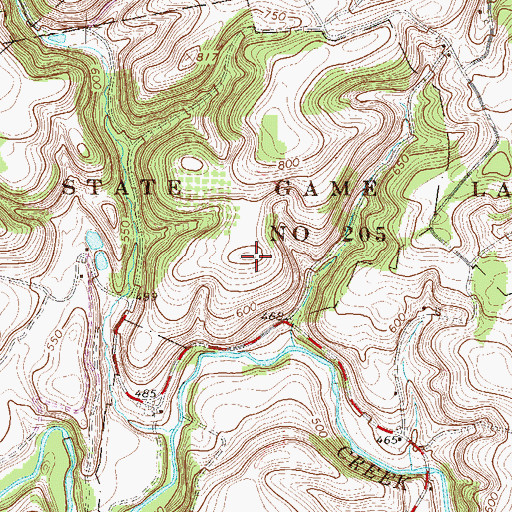 Topographic Map of State Game Lands Number 205, PA