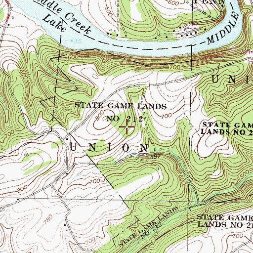 Topographic Map of State Game Lands Number 212, PA